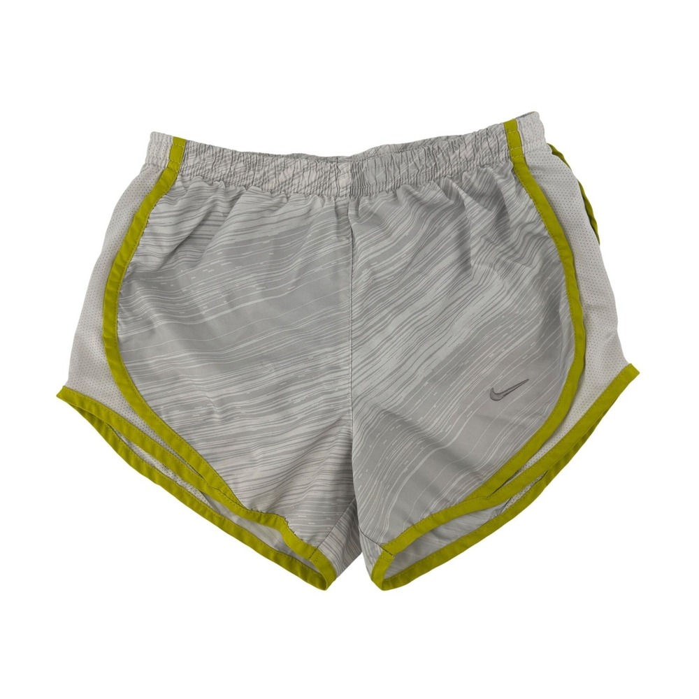 Nike Shorts Womens S Dri-FIT Tempo Grey Running Lime Green Trim Mesh Liner - Picture 1 of 7